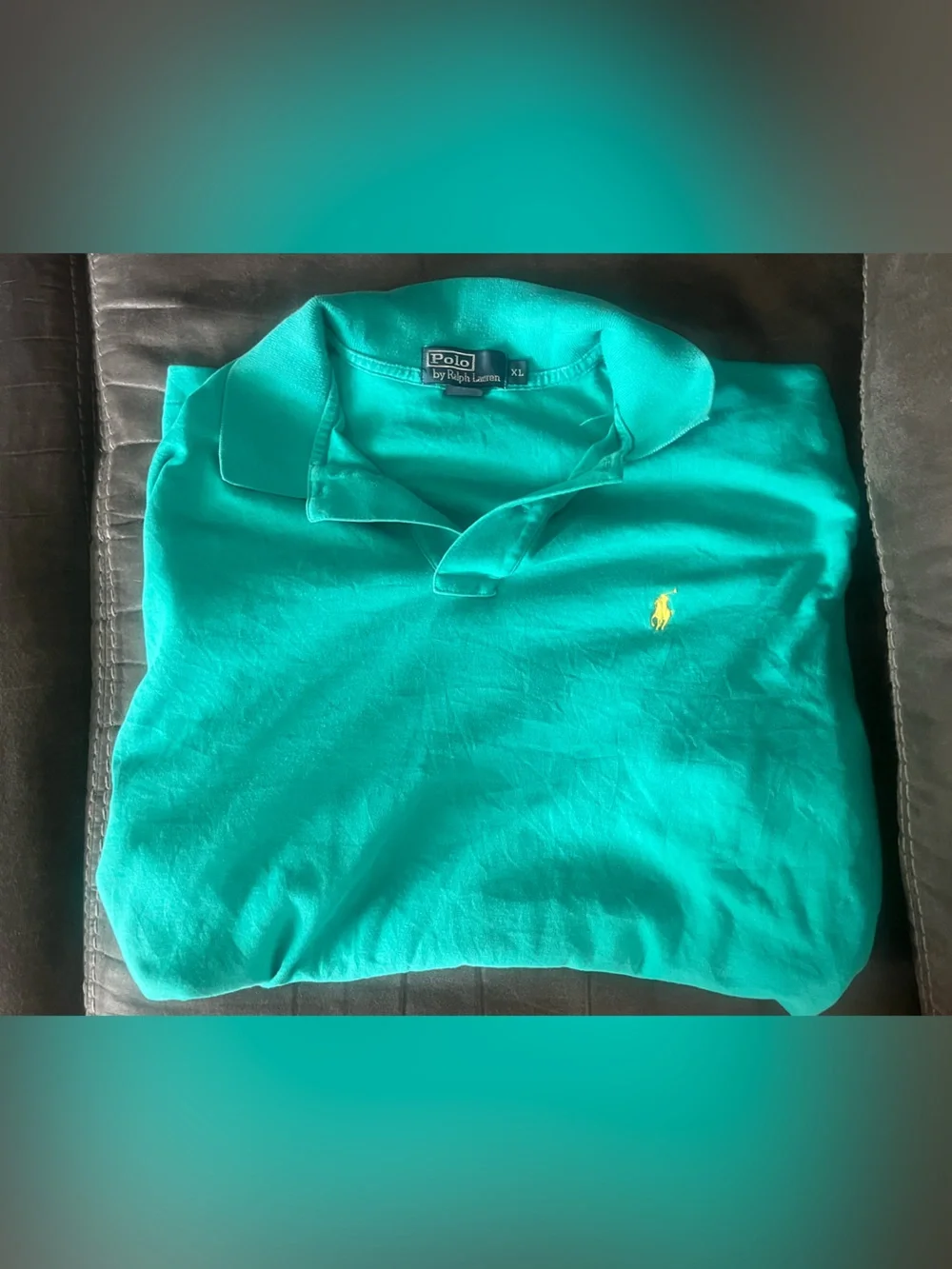 Polo by Ralph Lauren Men’s Teal-Green Polo with Yellow Pony